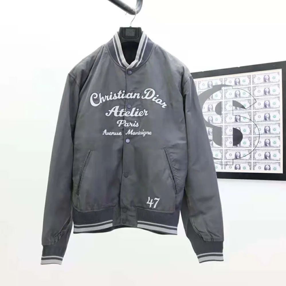 Dior Christian Dior Atelier Teddy Blouson Gray Technical Faille for Men Dior Christian Dior Atelier Teddy Blouson Gray Technical Faille for Men