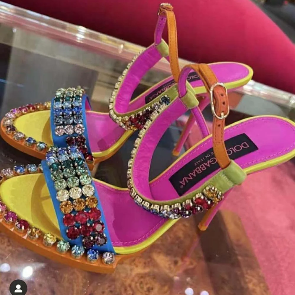 Dolce Gabbana D&G Satin Sandals with Fusible Rhinestone Detailing for Women Dolce Gabbana D&G Satin Sandals with Fusible Rhinestone Detailing for Women