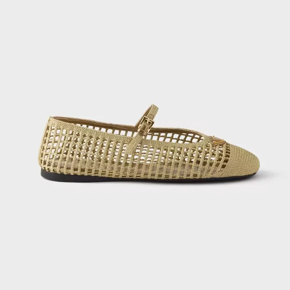 Prada Crochet Ballerinas for Women in Quartz