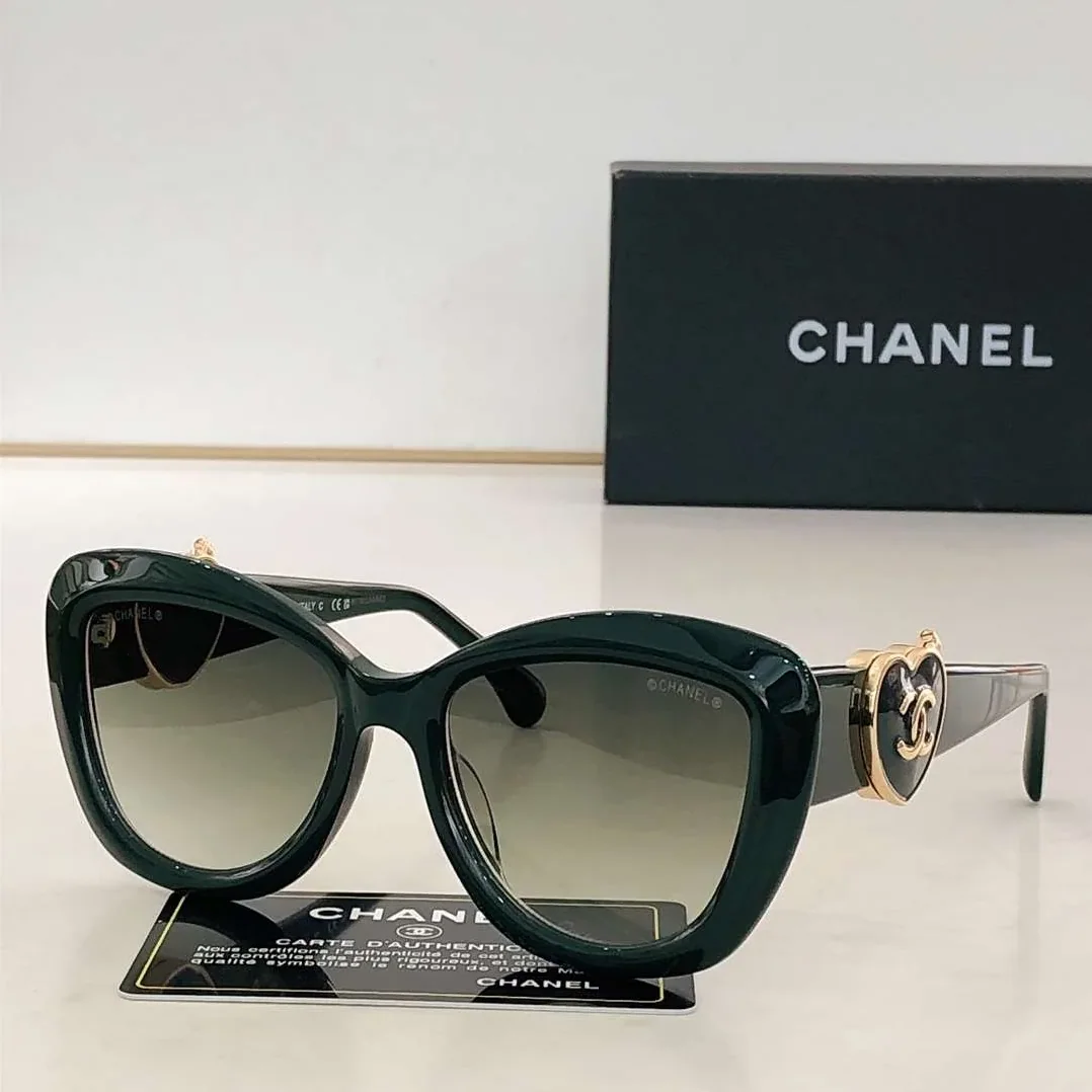 Chanel Plastic Sunglasses Green Chanel Plastic Sunglasses Green