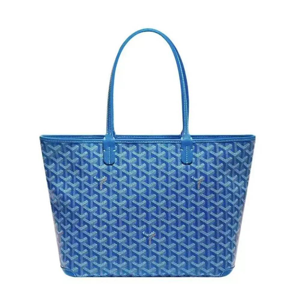 Goyard Sac Artois MM in Goyardine Canvas & Chevroches Calfskin for Women in Blue Goyard Sac Artois MM in Goyardine Canvas & Chevroches Calfskin for Women in Blue