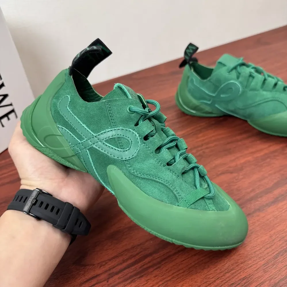 Loewe Grip Sneaker in Calfskin Suede for Unisex in Jungle Green