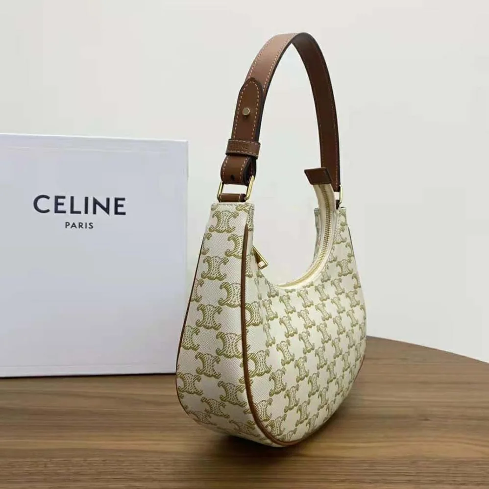Celine Ava Bag in Triomphe Canvas and Calfskin for Women