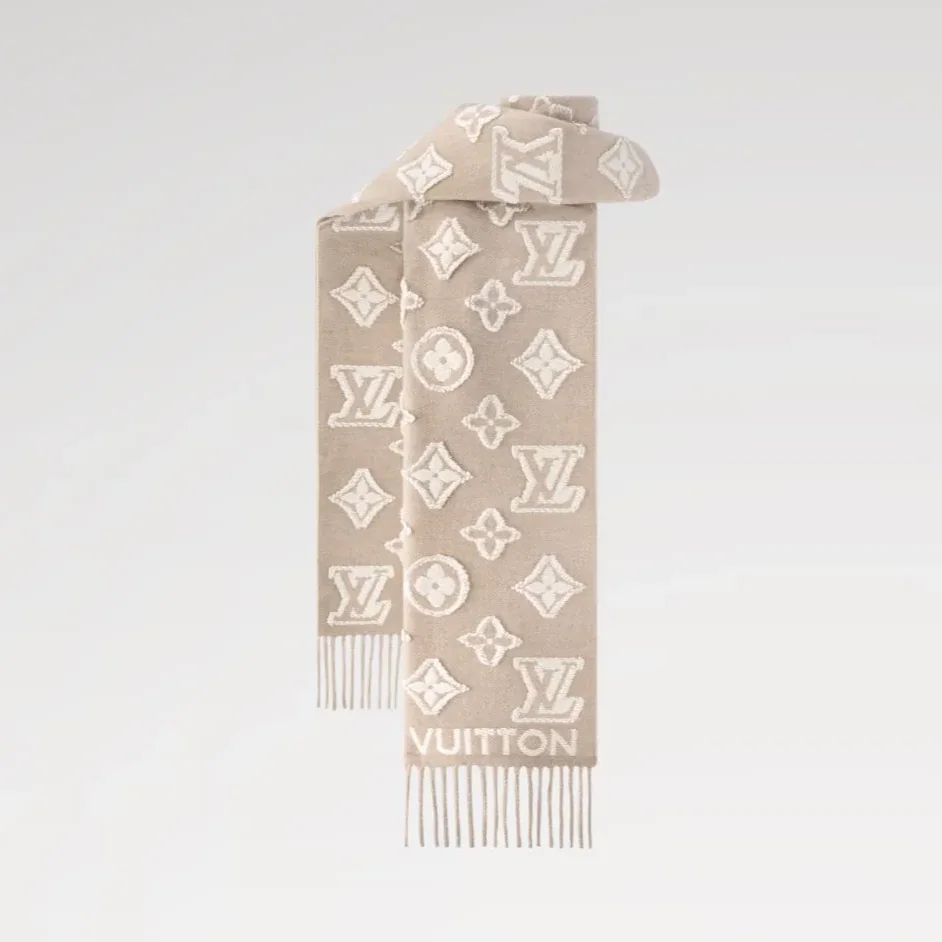 Louis Vuitton LV 3D Scarf Beige And White / Louis Vuitton LV 3D Scarf Beige And White /