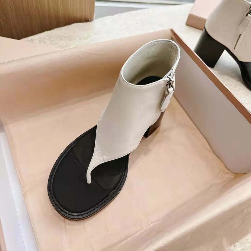 Miu Miu Leather Thong Booties for Women in White