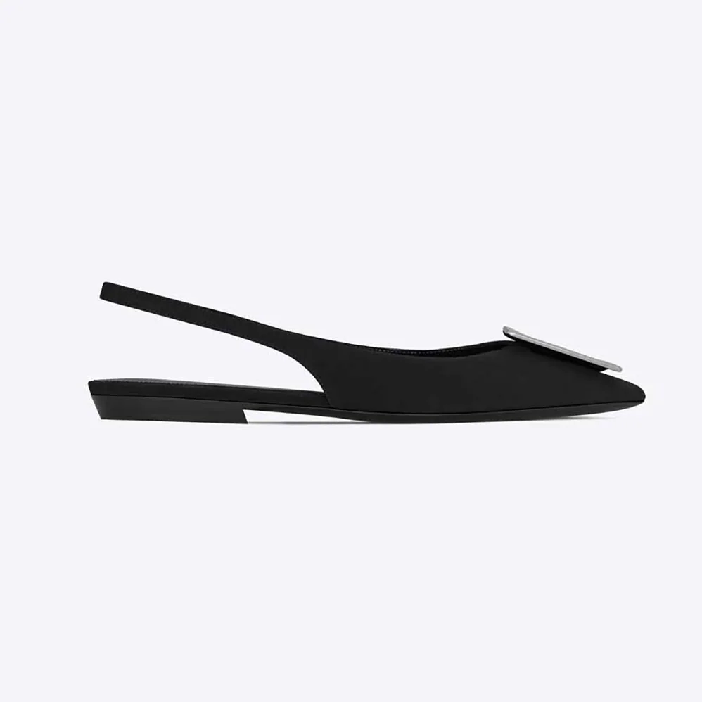 Saint Laurent YSL Maxine Slingback Flats in Crepe De Chine for Women