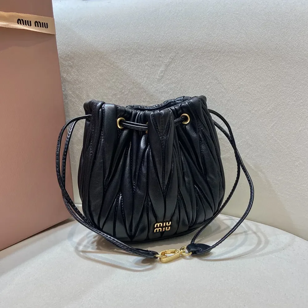 Miu Miu Matelassé Nappa Leather Pouch for Women in Black