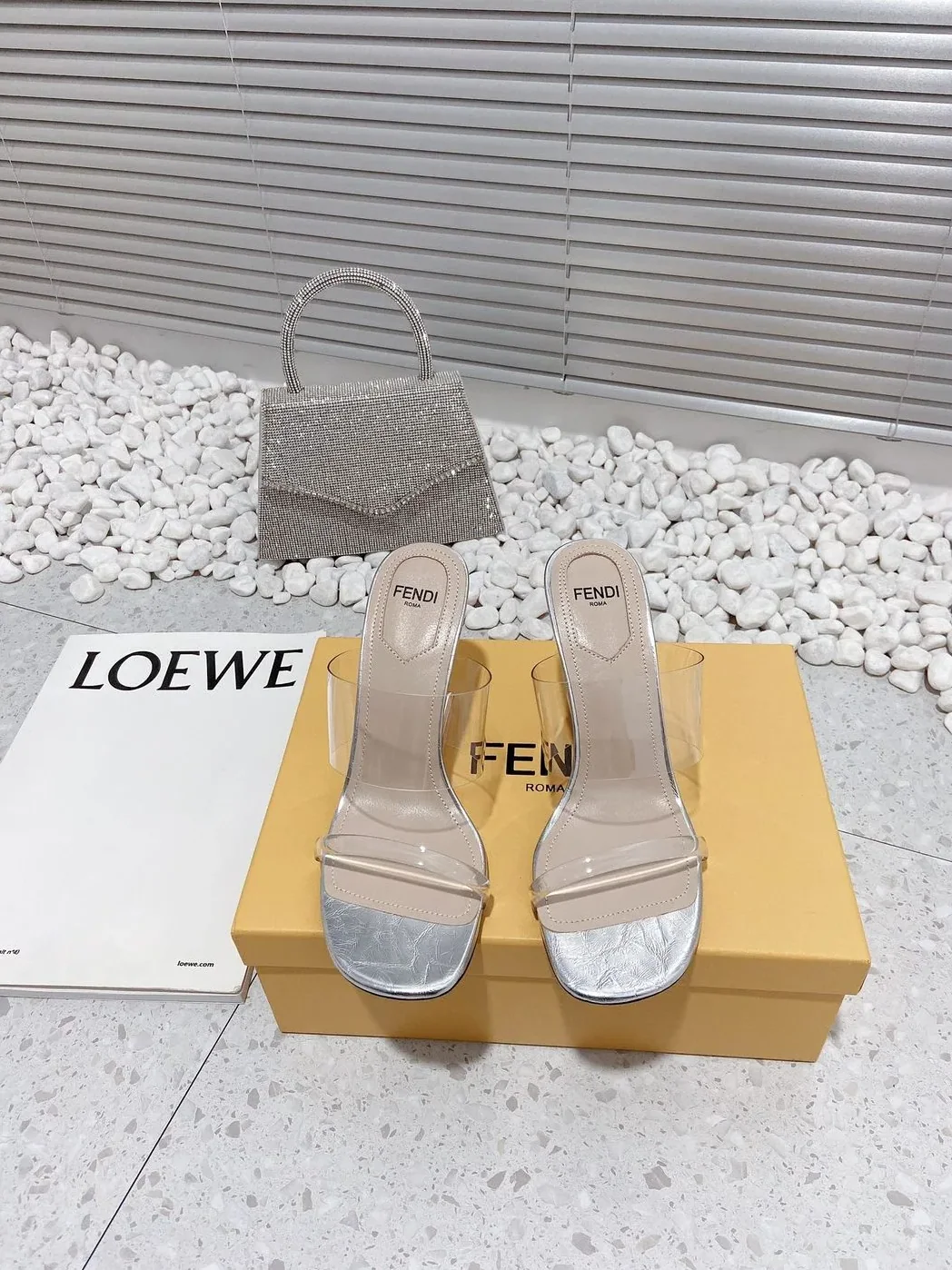 Fendi First Silver Transparent High in Heeled Sandals Fendi First Silver Transparent High in Heeled Sandals
