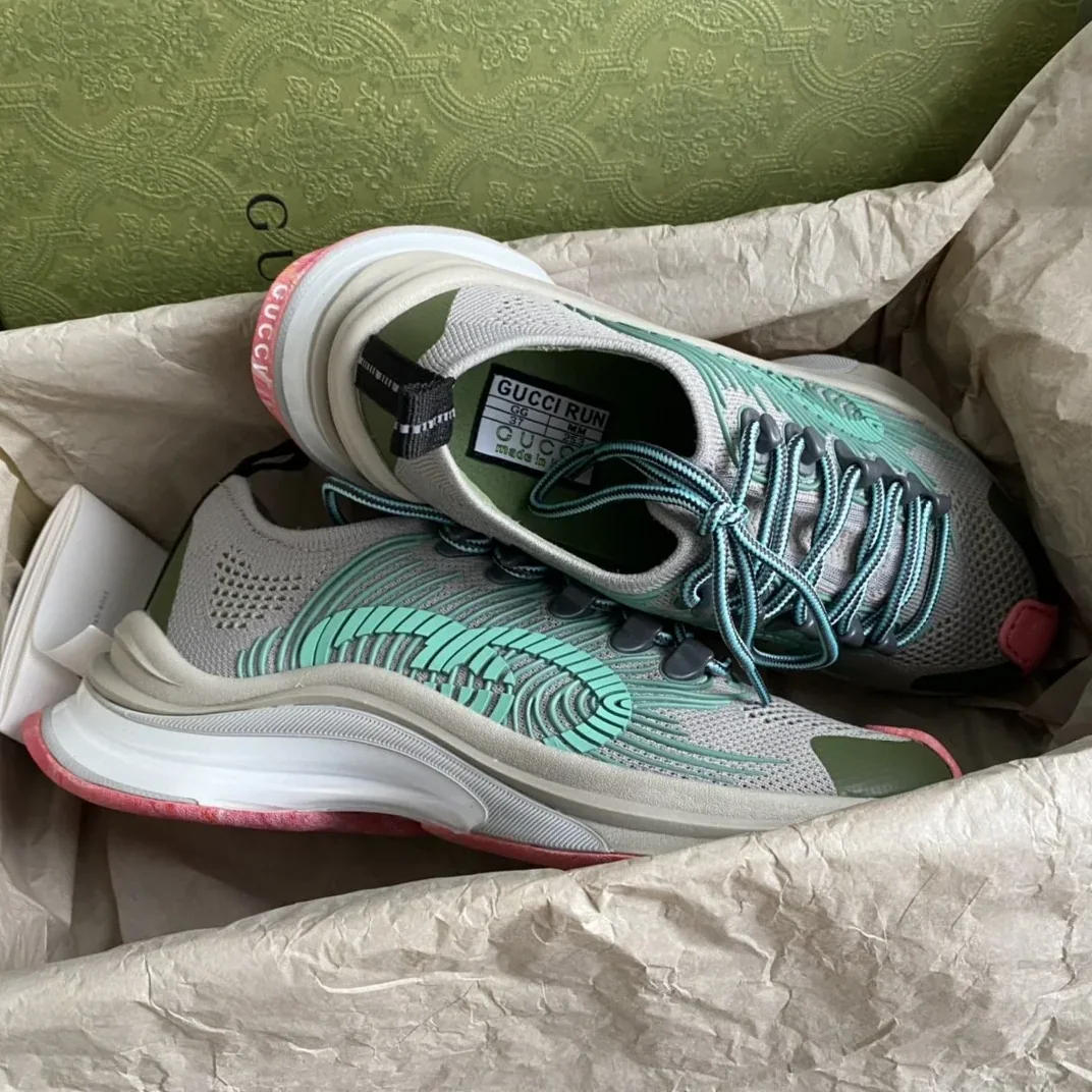 Gucci Run Sneaker Gray Orange for Men Gucci Run Sneaker Gray Orange for Men