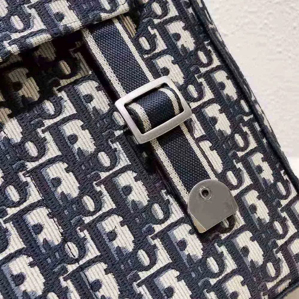 Dior Backpack Blue Dior Oblique Embroidery for Women