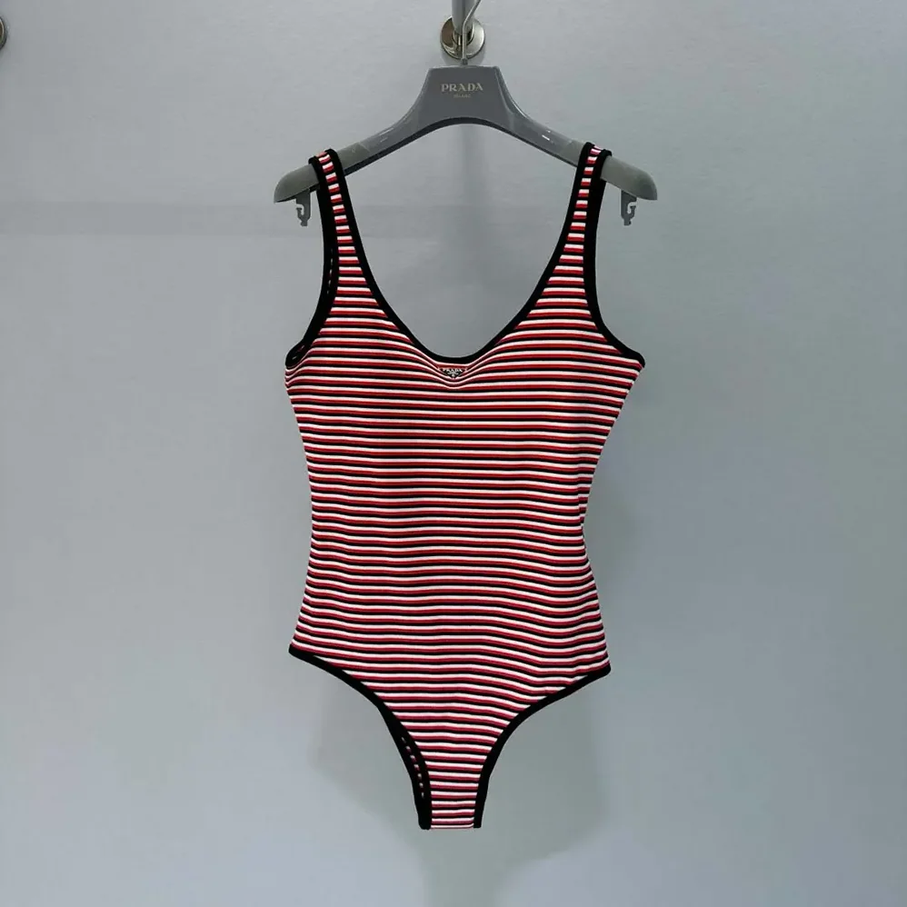 Prada Striped Interlock Jersey One for Women in piece Swimsuit