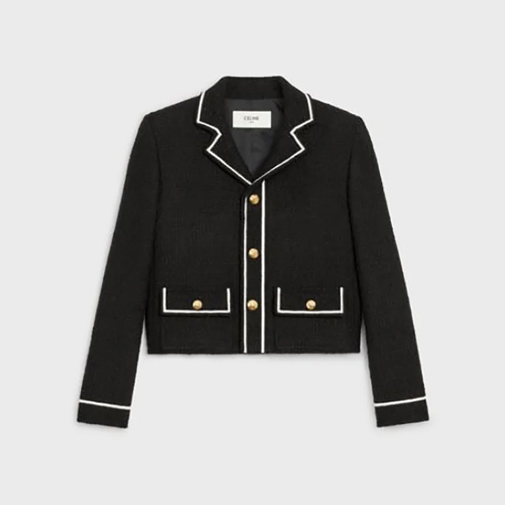 Celine Chasseur Jacket in Boucle Tweed for Women in Black Celine Chasseur Jacket in Boucle Tweed for Women in Black