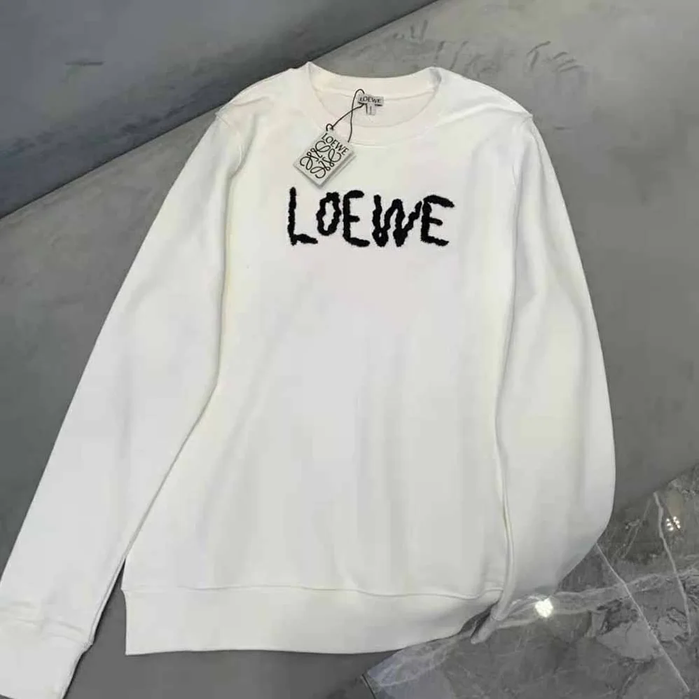 Loewe Embroidered Sweatshirt in Cotton for Women in White Loewe Embroidered Sweatshirt in Cotton for Women in White