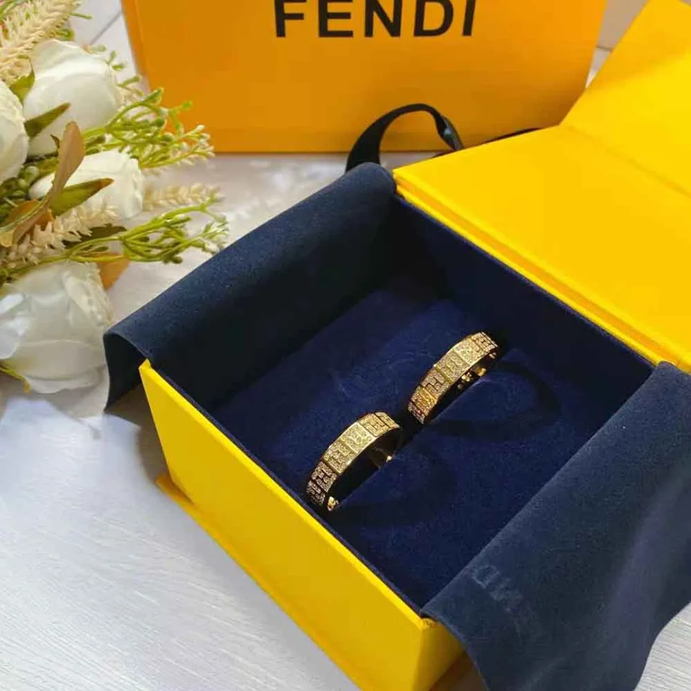 Fendi Hoop Earrings with FF Motif Gold for Women in colored Fendi Hoop Earrings with FF Motif Gold for Women in colored