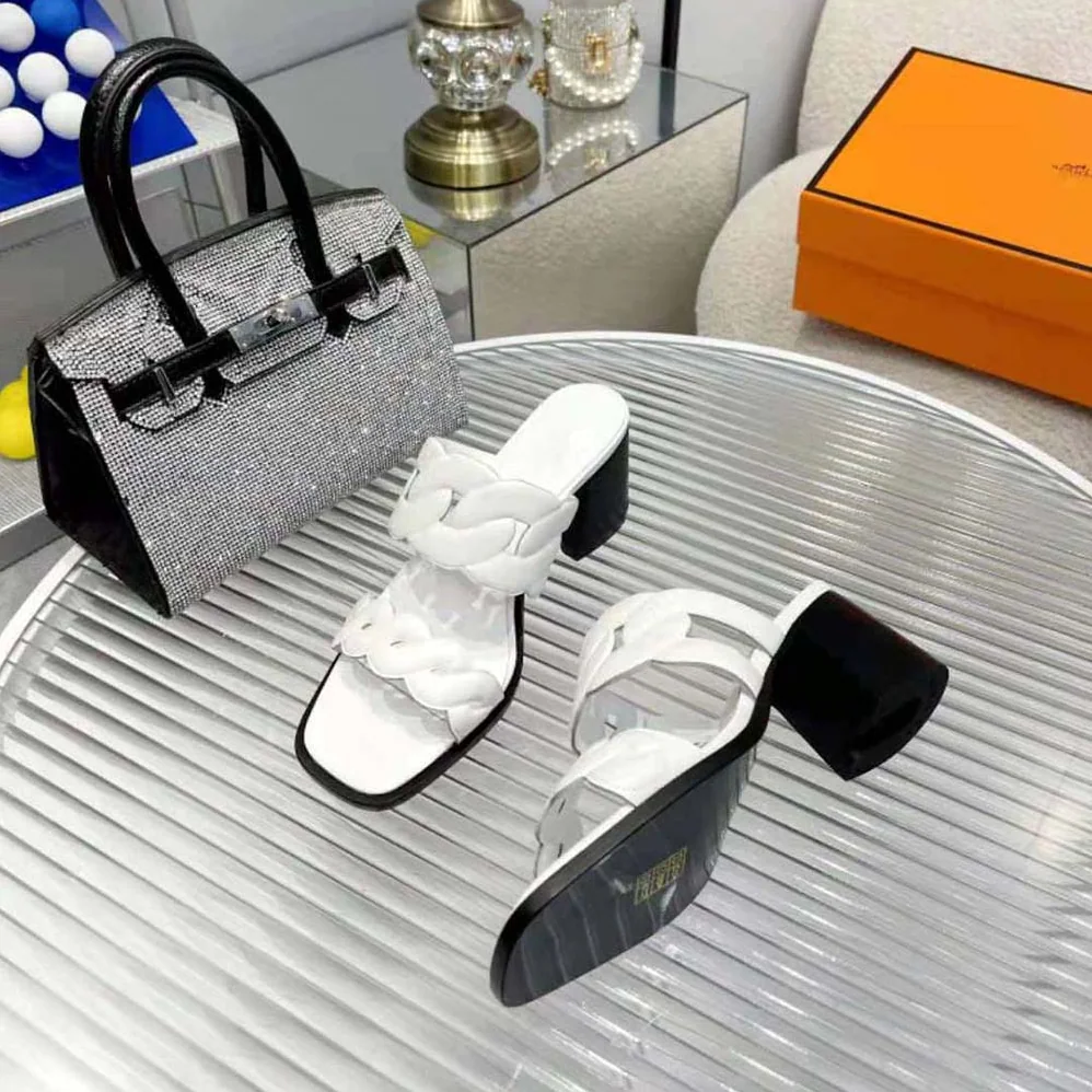 Hermes Gaby 60 Sandal in 6 cm High Heel for Women in White
