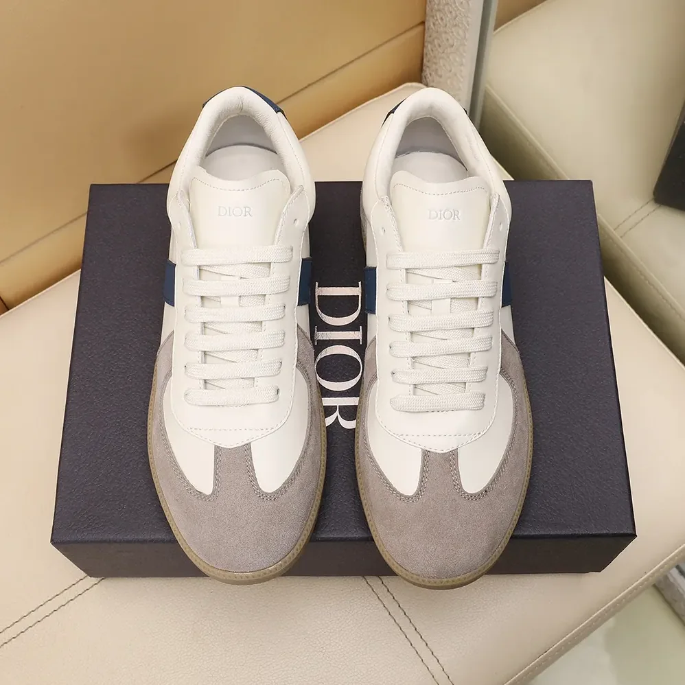 Dior B01 Matchpoint Sneaker Blue and White Smooth Calfskin with Gray Suede for Unisex