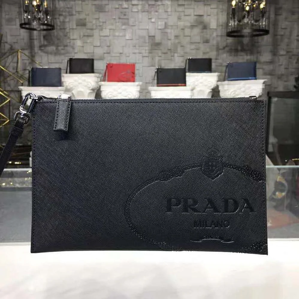 Prada Saffiano Leather Hand Bag for Men in Black Prada Saffiano Leather Hand Bag for Men in Black