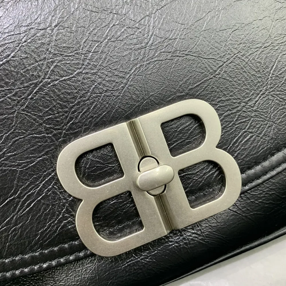 Balenciaga BB Soft Small Flap Bag in Black Peach Calfskin for Women