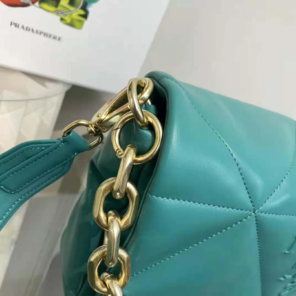 Prada Padded Nappa Leather Shoulder Bag for Women in Lime