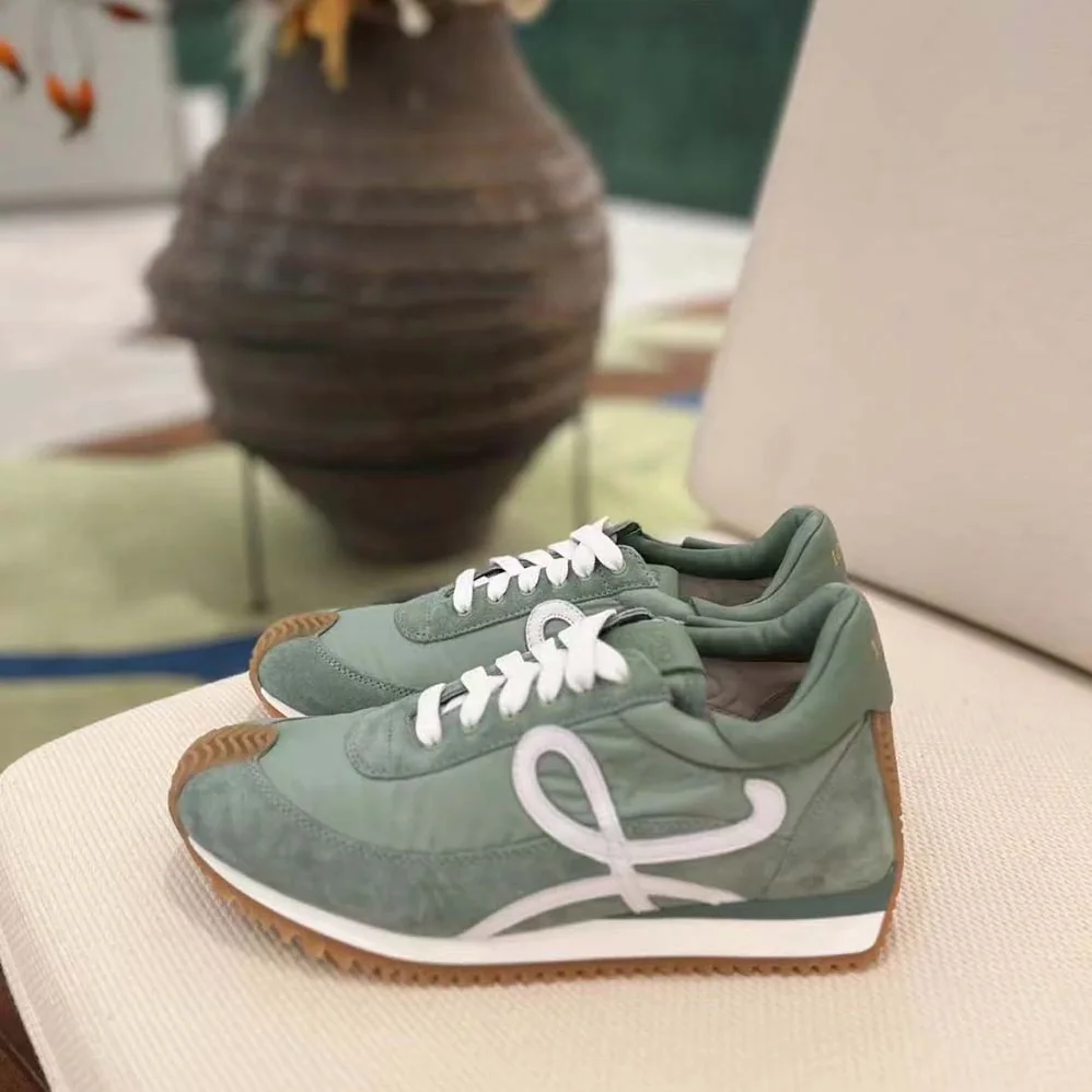 Loewe Flow Runner in Nylon and Suede for Unisex in Green Loewe Flow Runner in Nylon and Suede for Unisex in Green