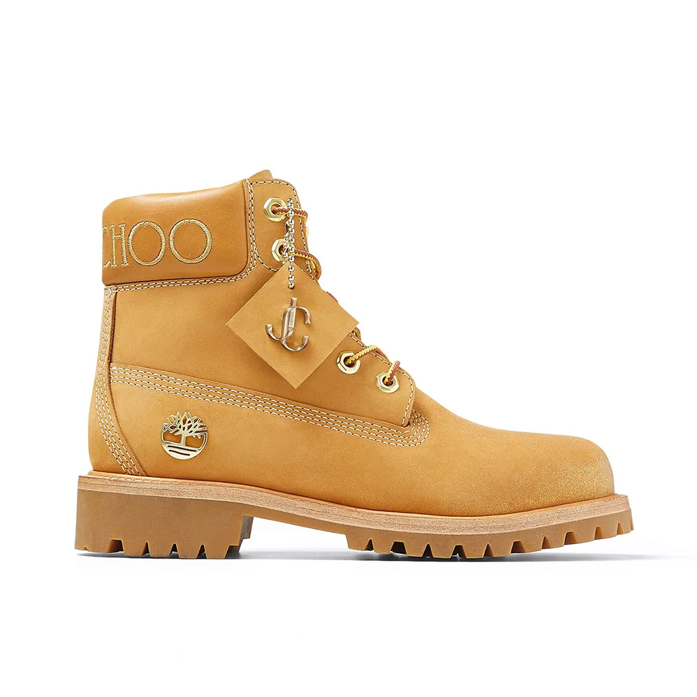 Jimmy Choo JC X Timberland/F Wheat Nubuck Leather Boots with Gold Glitter for Women