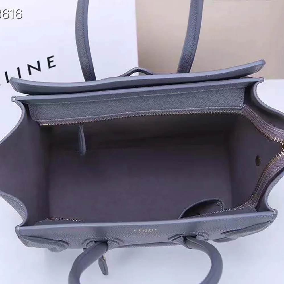 Celine Micro Luggage Handbag in Drummed Calfskin for Women in Silver