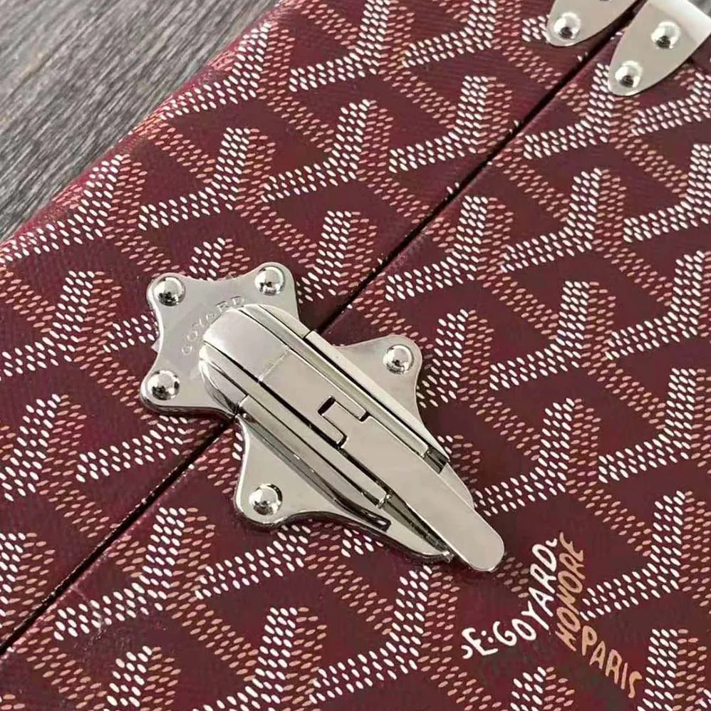 Goyard Cassette Trunk Bag in Goyardine Canvas & Clamecy Cowhide for Women in Maroon