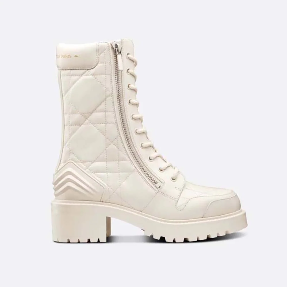 Dior D-Leader Ankle Boot White Quilted Cannage Calfskin for Women Dior D-Leader Ankle Boot White Quilted Cannage Calfskin for Women