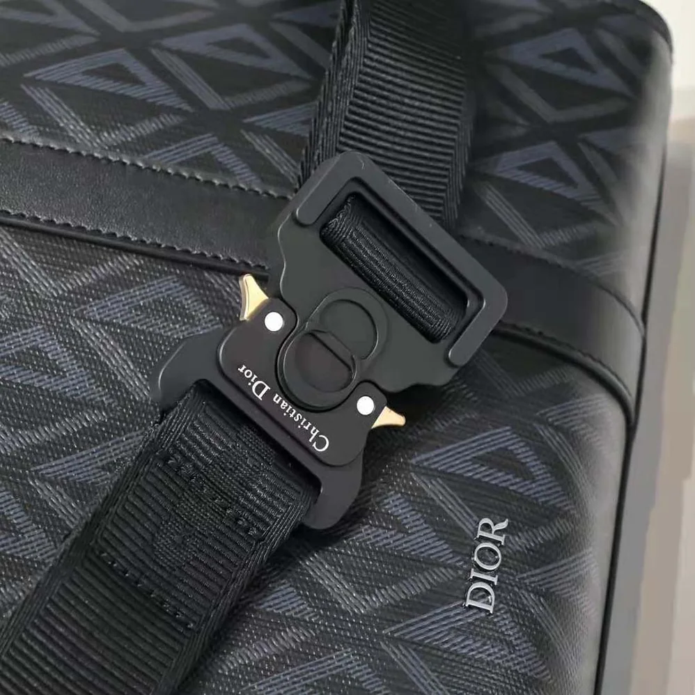 Dior Lingot Briefcase Black CD Diamond Canvas and Smooth Calfskin for Men