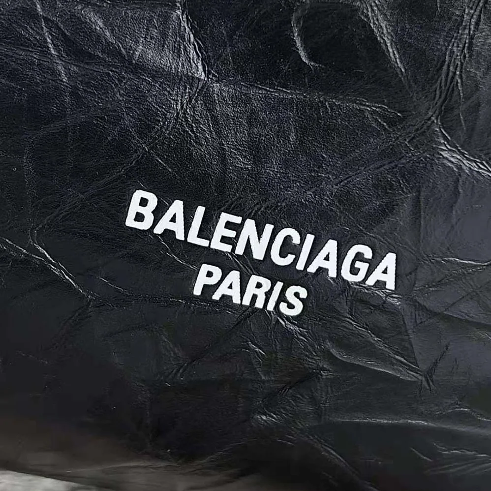 Balenciaga Crush Small Tote Bag in Black Crushed Calfskin for Women
