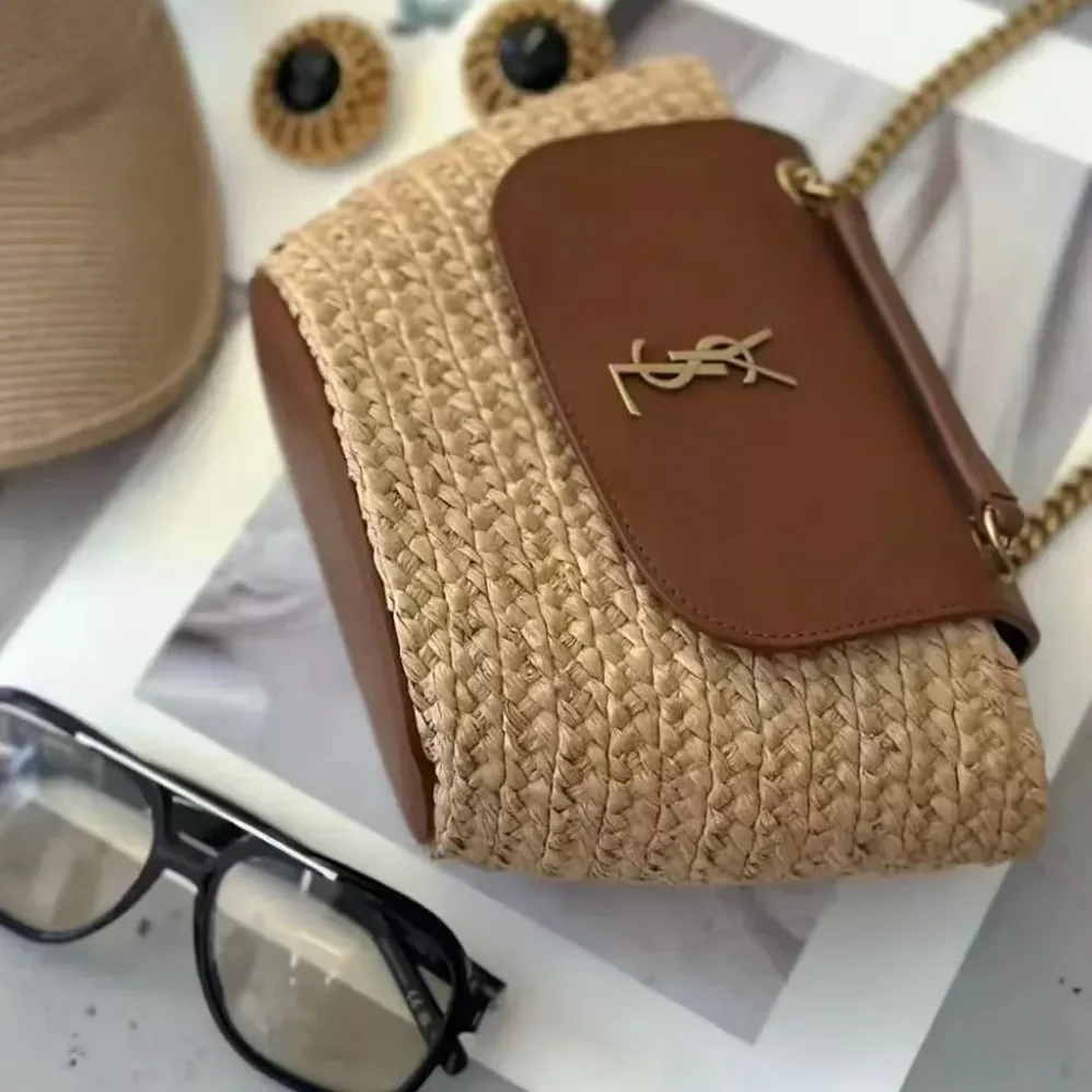 Saint Laurent YSL Mini Manon in Raffia for Women Saint Laurent YSL Mini Manon in Raffia for Women