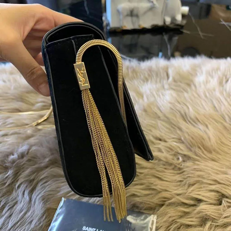 Saint Laurent YSL Kate Small Suede with Chains for Women in Black Saint Laurent YSL Kate Small Suede with Chains for Women in Black