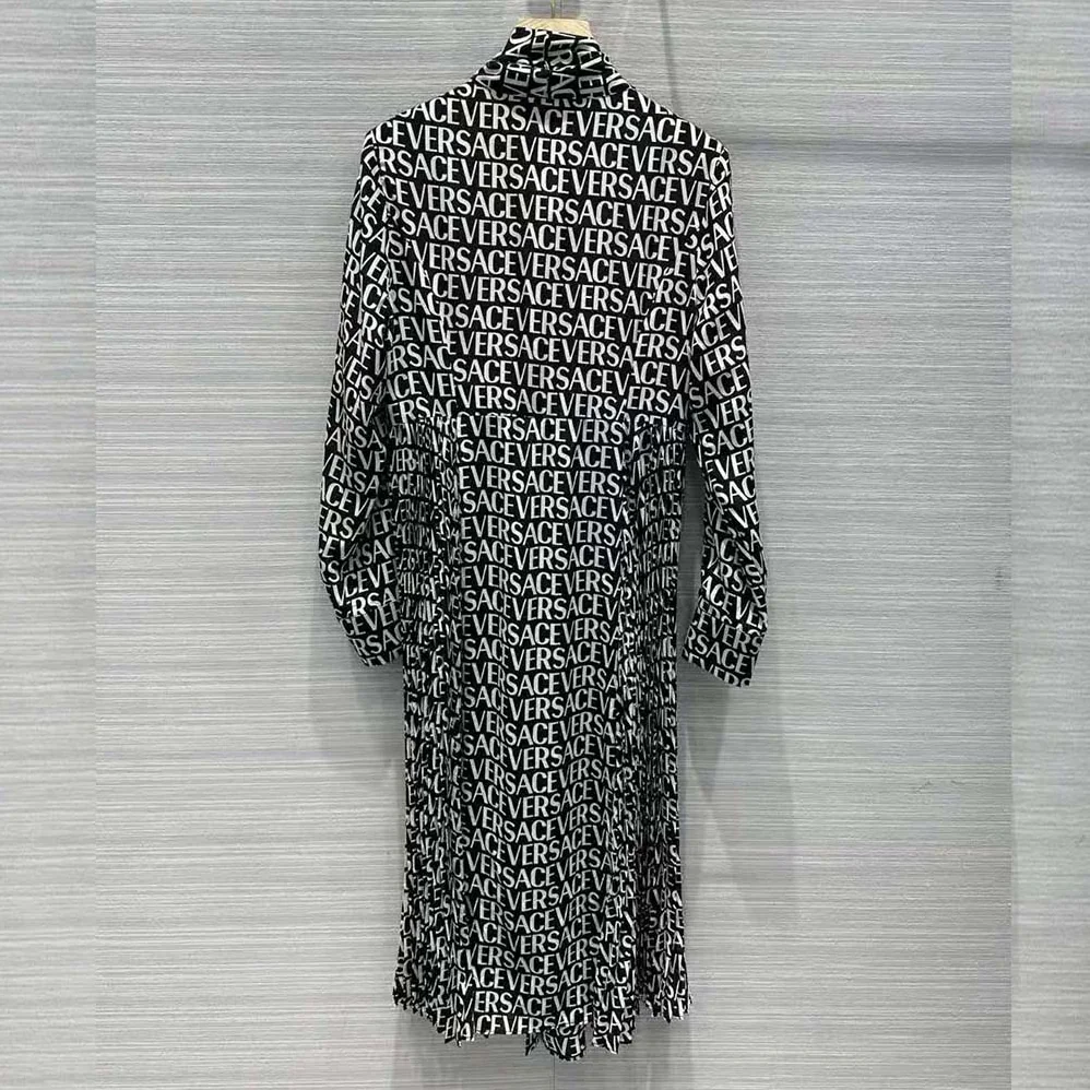 Versace Allover Midi Shirt Dress for Women in Black Versace Allover Midi Shirt Dress for Women in Black