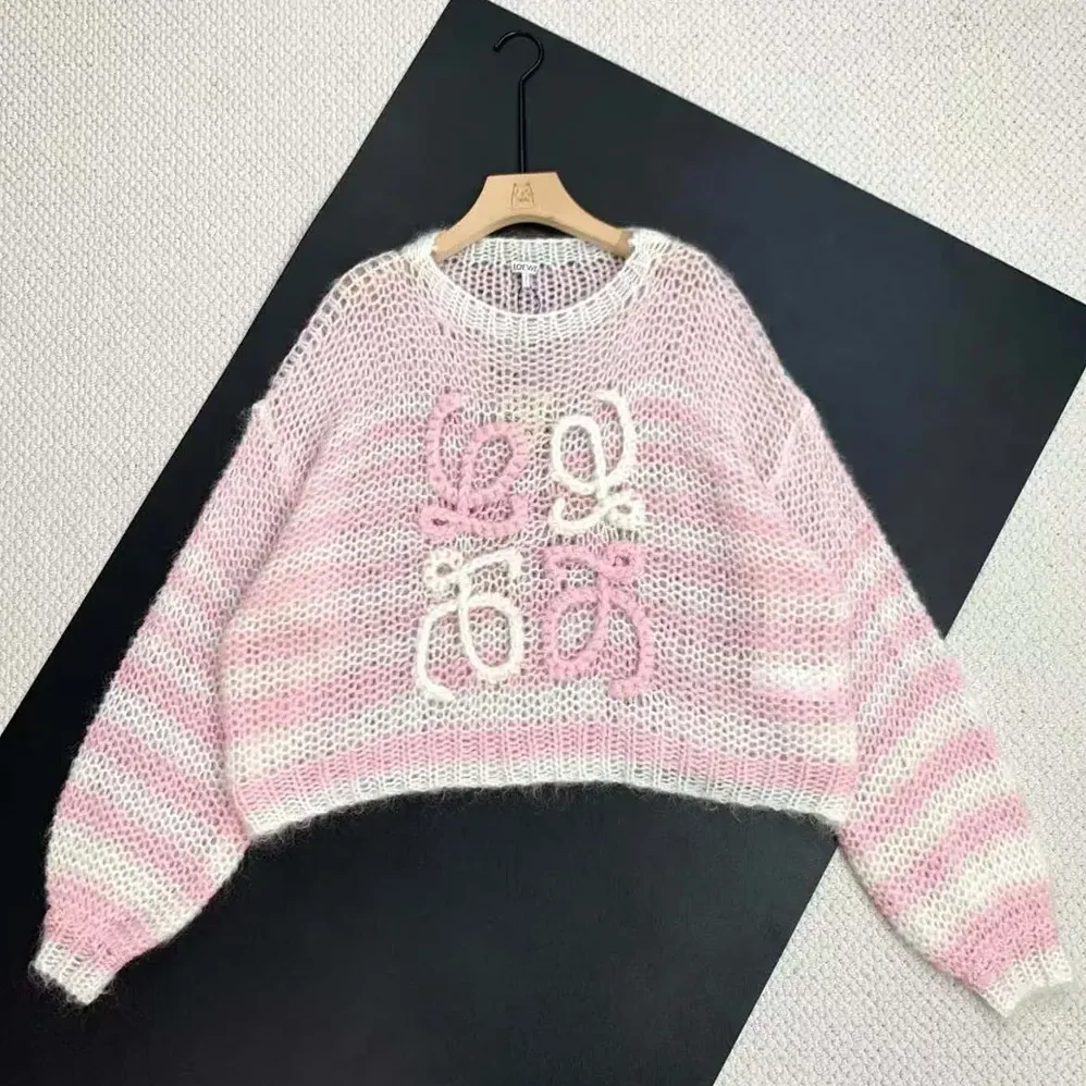 Loewe Anagram Sweater in Mohair for Women in Pink Loewe Anagram Sweater in Mohair for Women in Pink