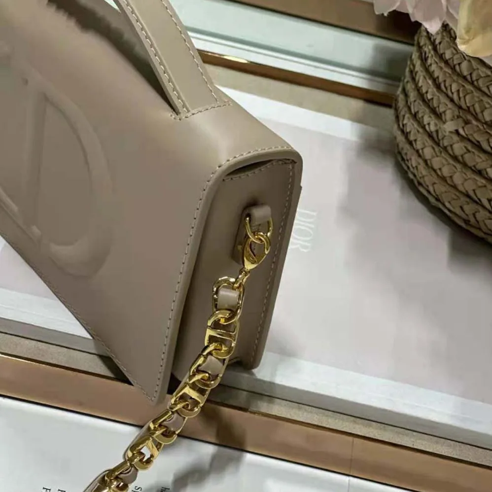 Dior CD Signature Mini Bag Powder Beige Calfskin with Embossed CD Signature for Women