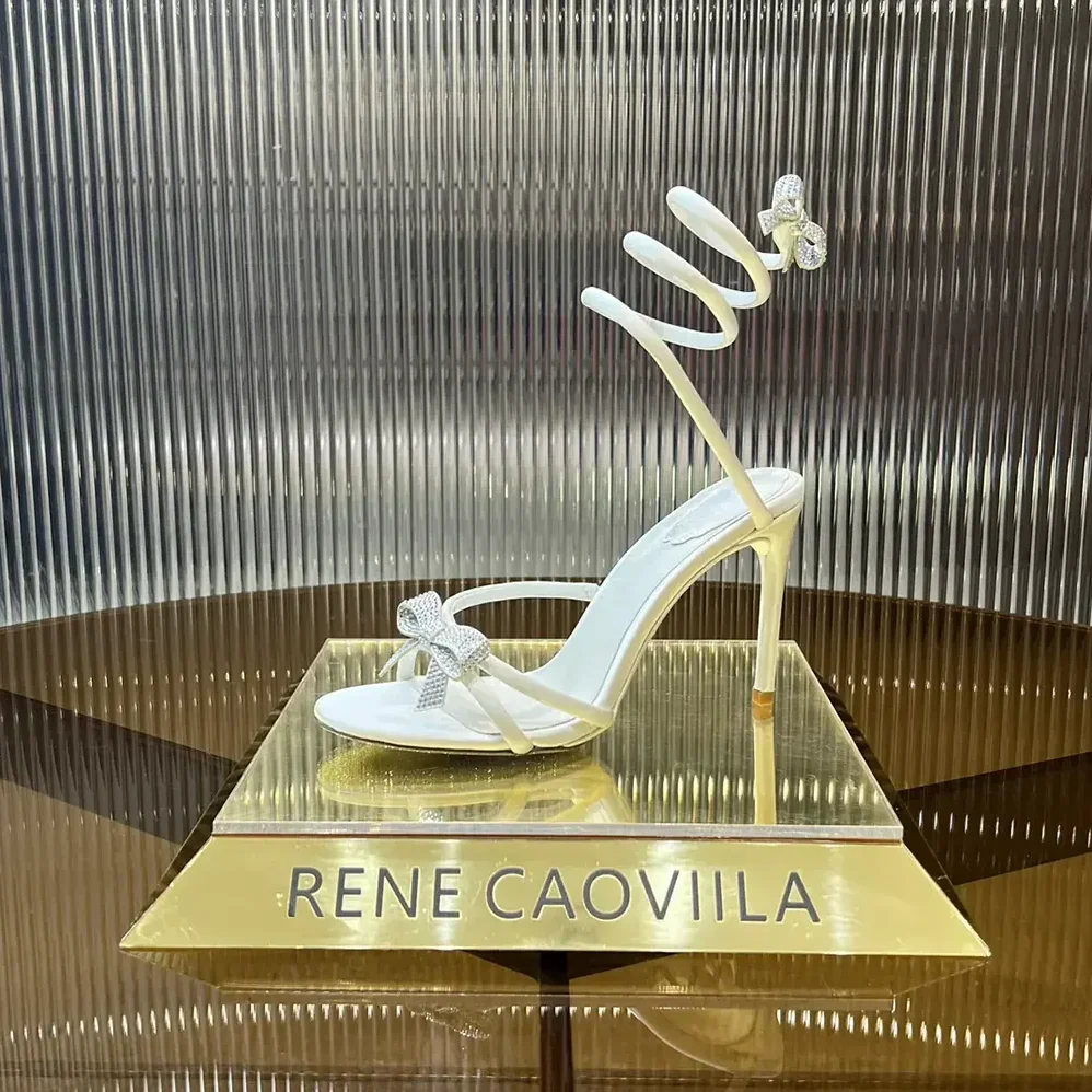 Rene Caovilla Cleo Ivory Sandal with Bows 105 for Women Rene Caovilla Cleo Ivory Sandal with Bows 105 for Women