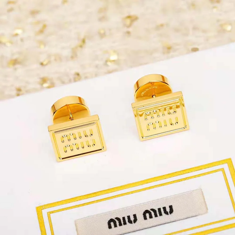 Miu Miu Metal Earrings with Engraved Logo for Women Miu Miu Metal Earrings with Engraved Logo for Women