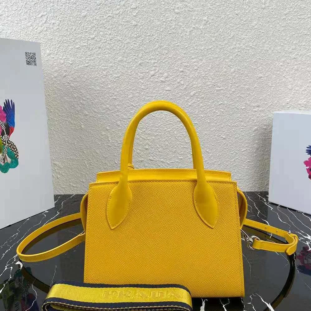 Prada Saffiano Leather Prada Monochrome Bag for Women in Yellow