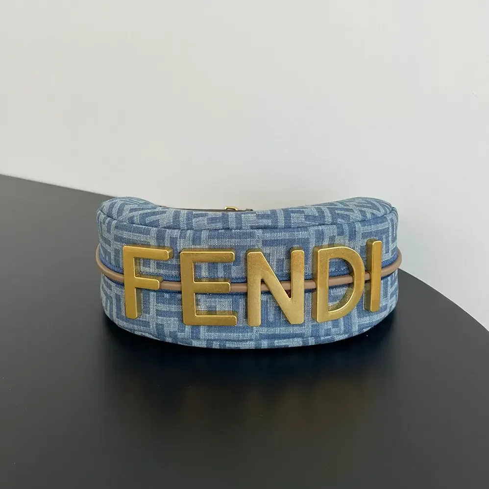Fendi Fendigraphy Small Light blue FF Denim Fabric Bag for Women