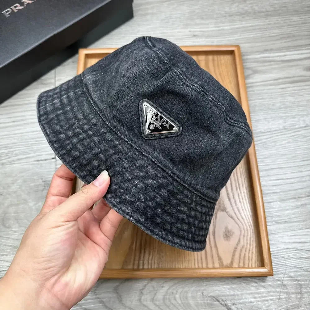 Prada Denim Bucket Hat for Unisex in Black