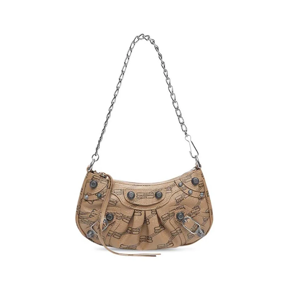 Balenciaga Le Cagole Mini Bag with Chain BB Monogram Coated Canvas in Beige for Women