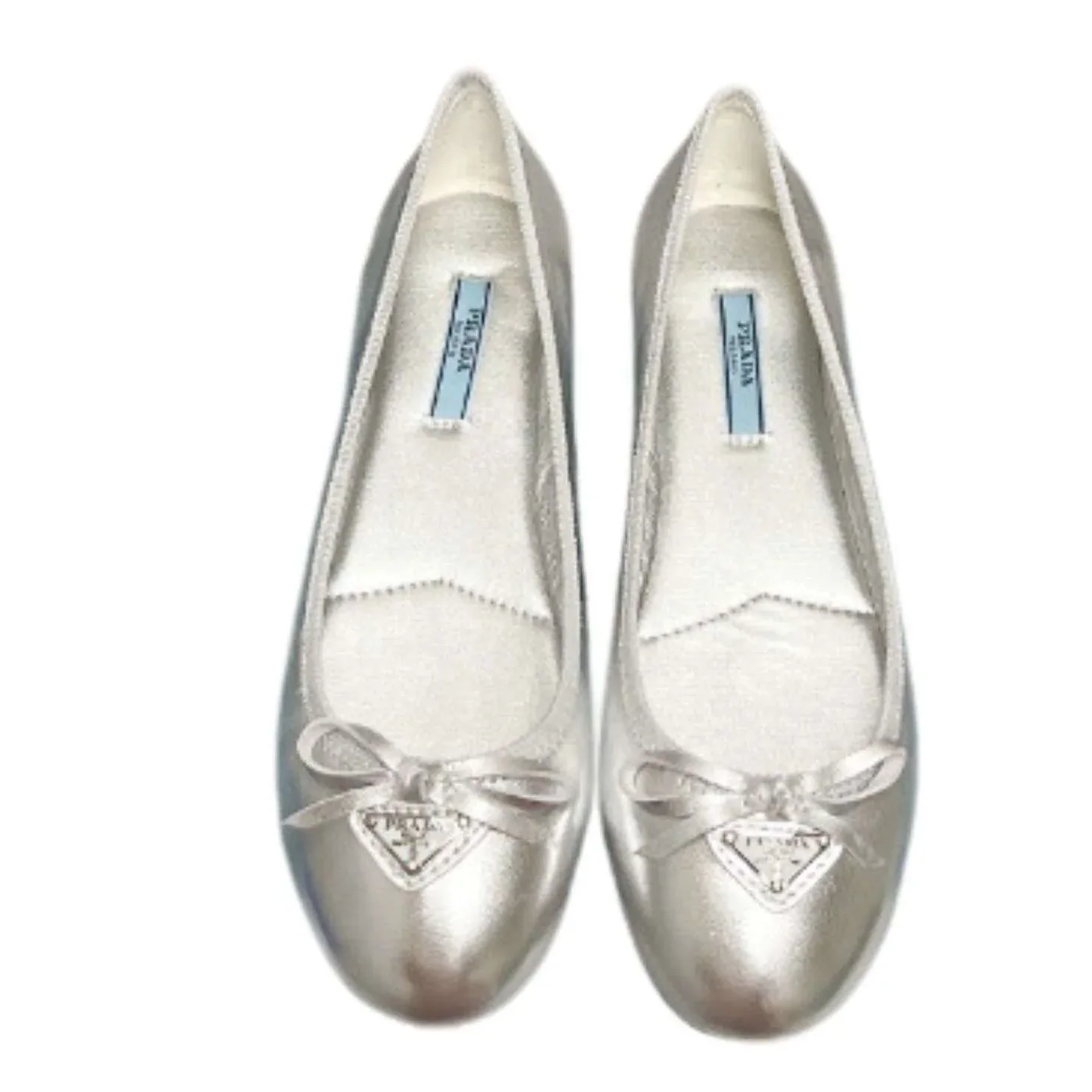 Prada Nappa Ballerinas Silver