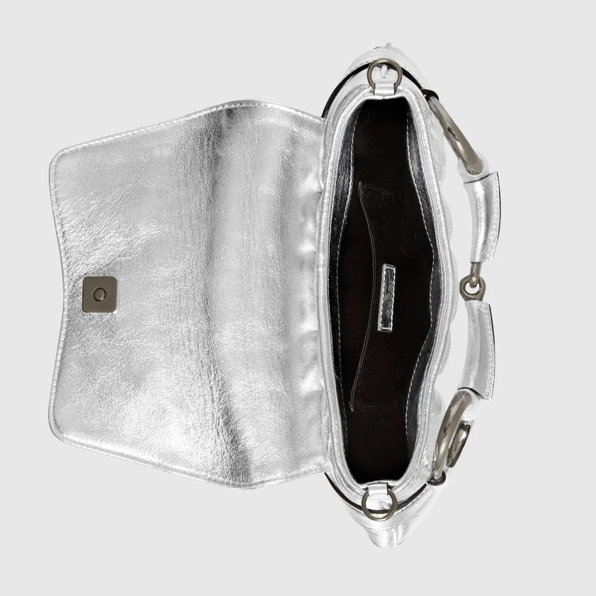 Gucci Horsebit Chain Small Shoulder Bag Silver 10.6 Inches/