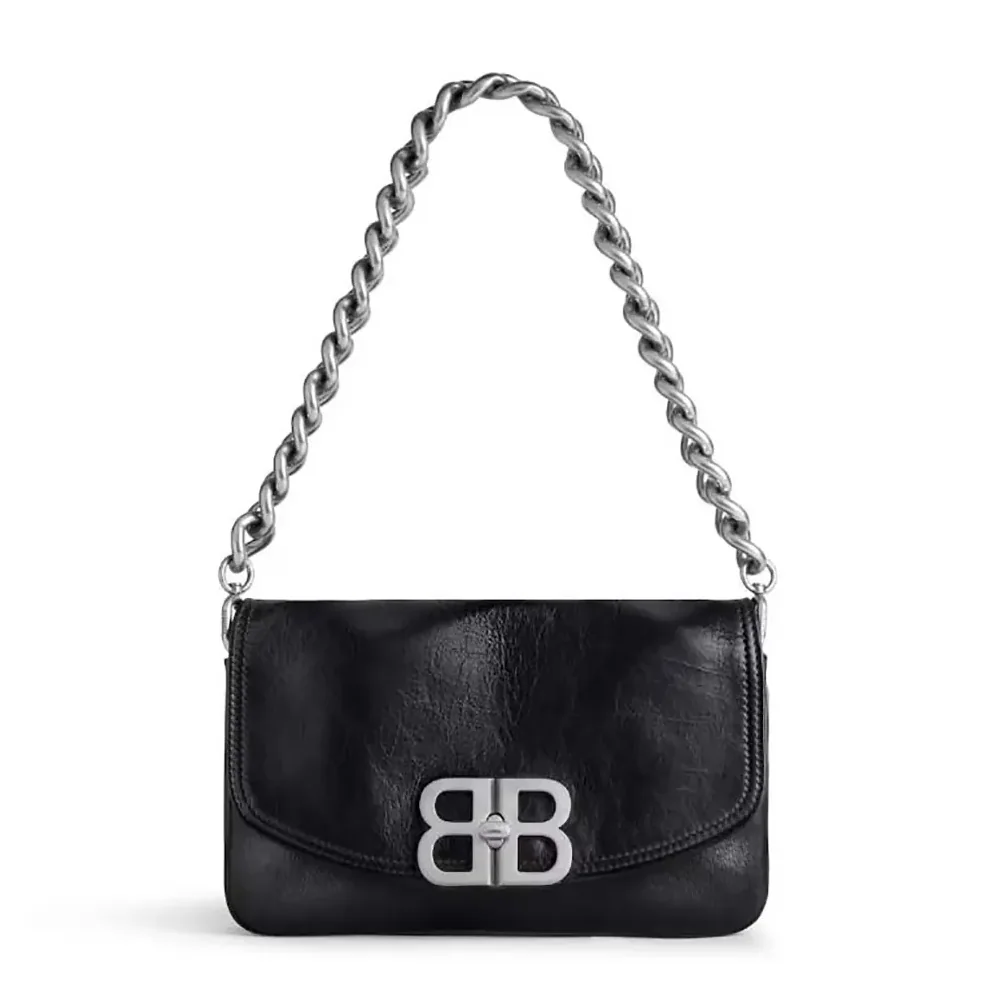 Balenciaga BB Soft Small Flap Bag in Black Peach Calfskin for Women