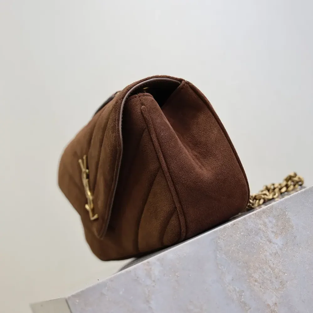 Saint Laurent YSL Loulou Small In Matelassé Suede for Women in Brown