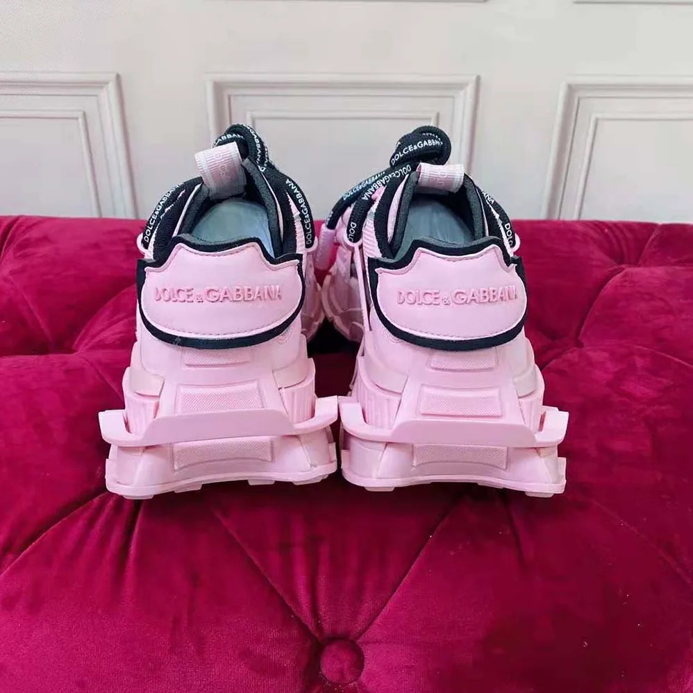 Dolce Gabbana D&G Mixed-Material Space Sneakers for Women in Pink Dolce Gabbana D&G Mixed-Material Space Sneakers for Women in Pink