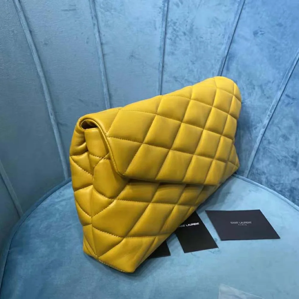 Saint Laurent YSL Sade Puffer Envelope Clutch in Lambskin for Women in Yellow Saint Laurent YSL Sade Puffer Envelope Clutch in Lambskin for Women in Yellow