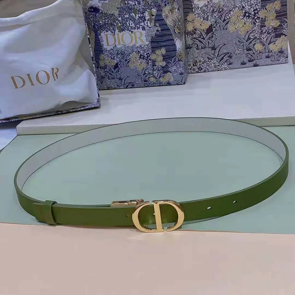 Dior 30 Montaigne Reversible Belt Aspen Green and Dusty Ivory Smooth Calfskin 20 MM for Women Dior 30 Montaigne Reversible Belt Aspen Green and Dusty Ivory Smooth Calfskin 20 MM for Women