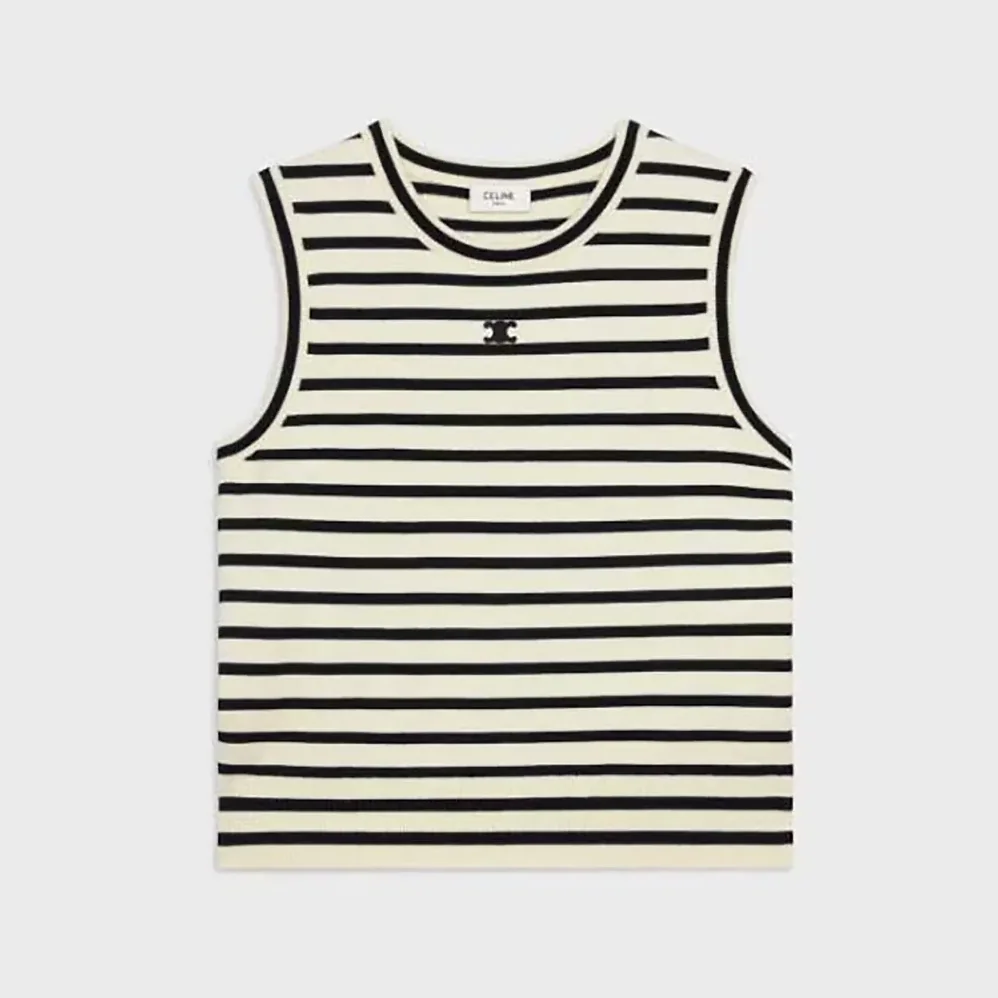 Celine Triomphe Sleeevess Mariniere Sweater in Wool-RY04W0101 for Women