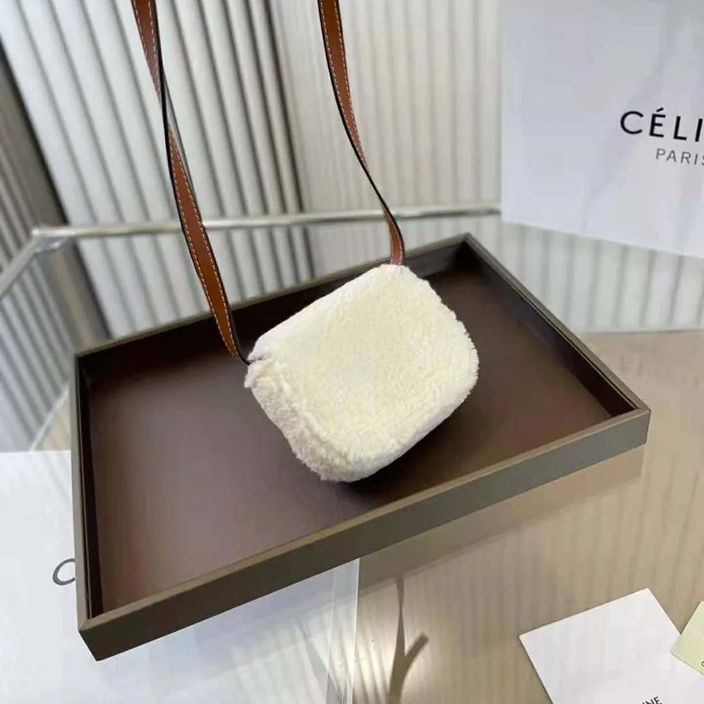 Celine Mini Triomphe in Shearling and Calfskin for Women